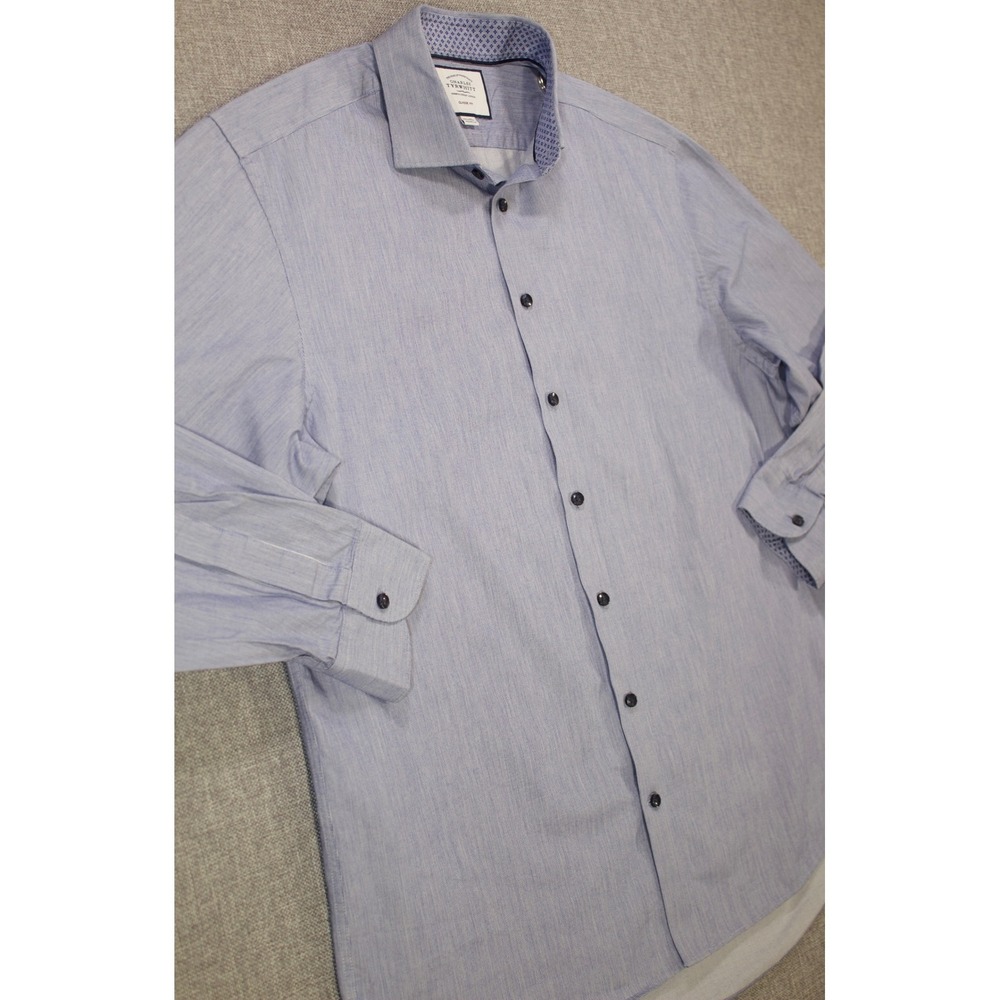 Charles Tyrwhitt Button Down Shirt Classic Fit Men XL 17.5/35 Blue 100% Cotton